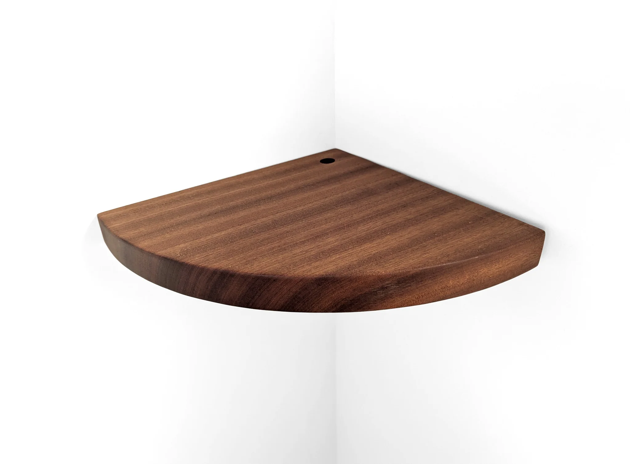 Floating Corner Shelf with Cord Hole in Mahogany - Image 3