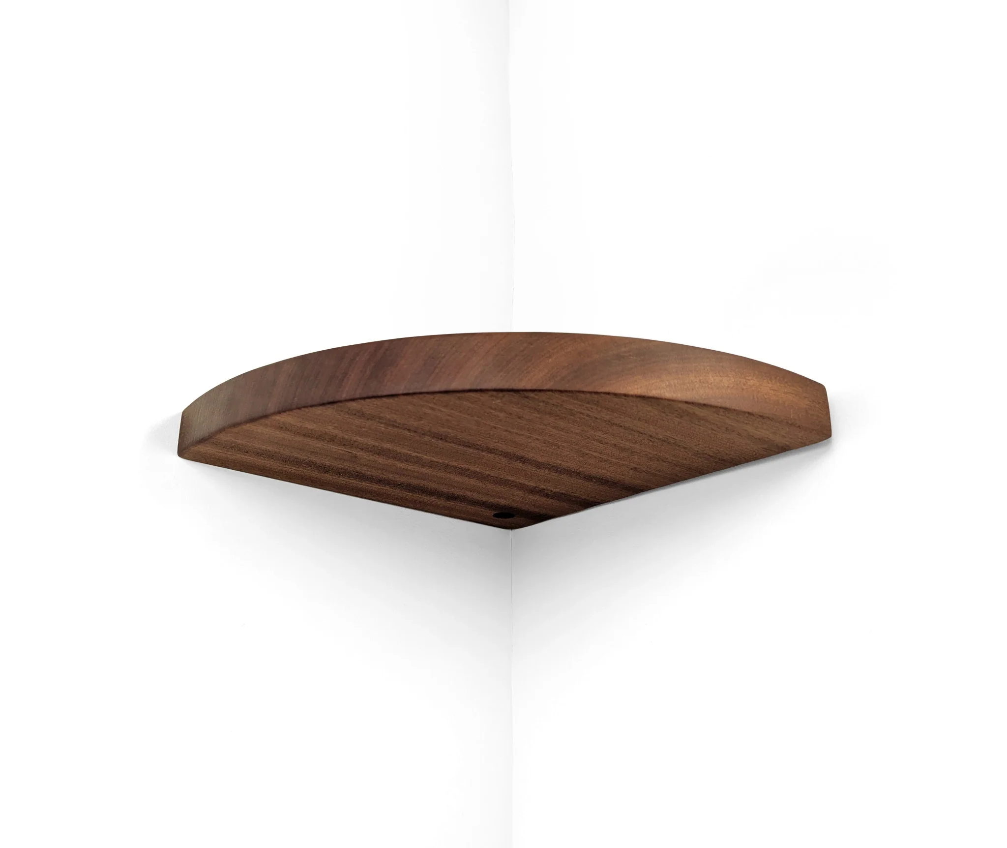 Floating Corner Shelf with Cord Hole in Mahogany - Image 4