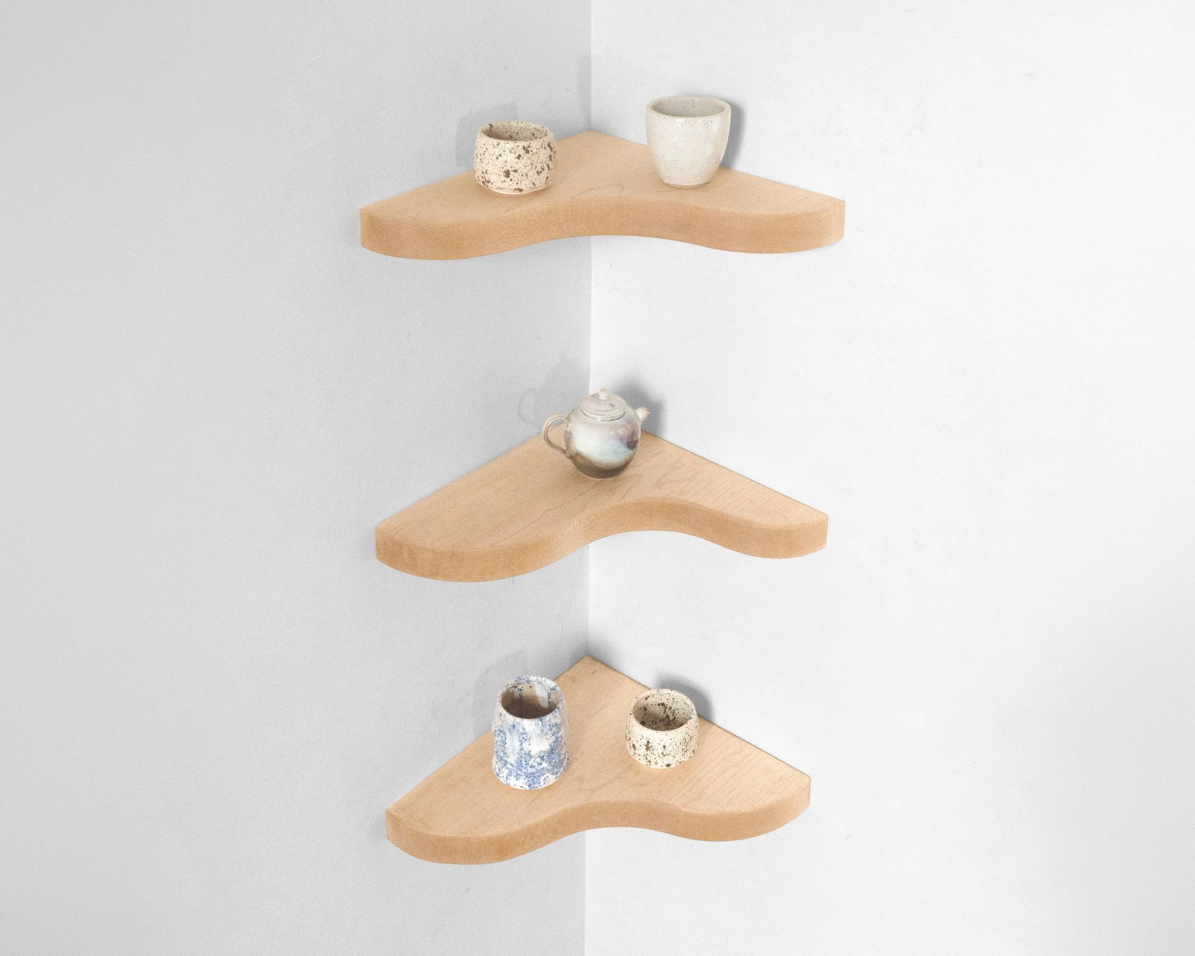 Floating Corner Shelf with Sculpted Edge - Image 4