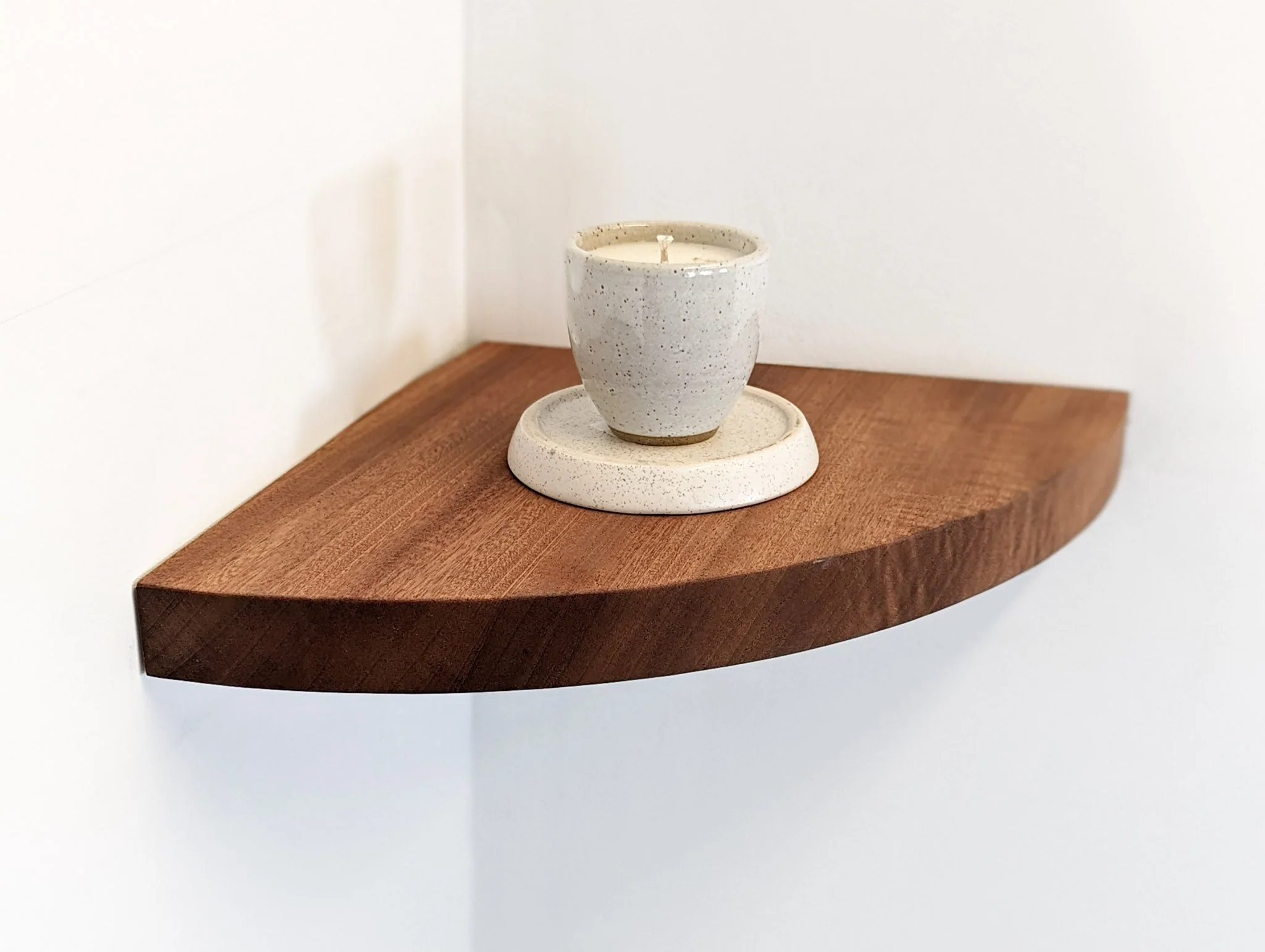 Floating Corner Shelf with Round Edge in Mahogany - Image 5