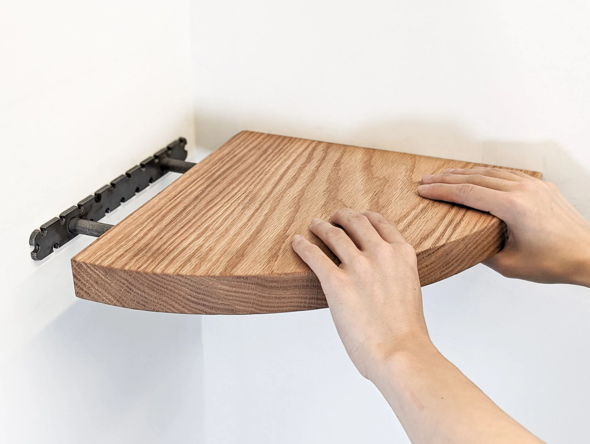 Floating Corner Shelf with Round Edge in Mahogany - Image 6