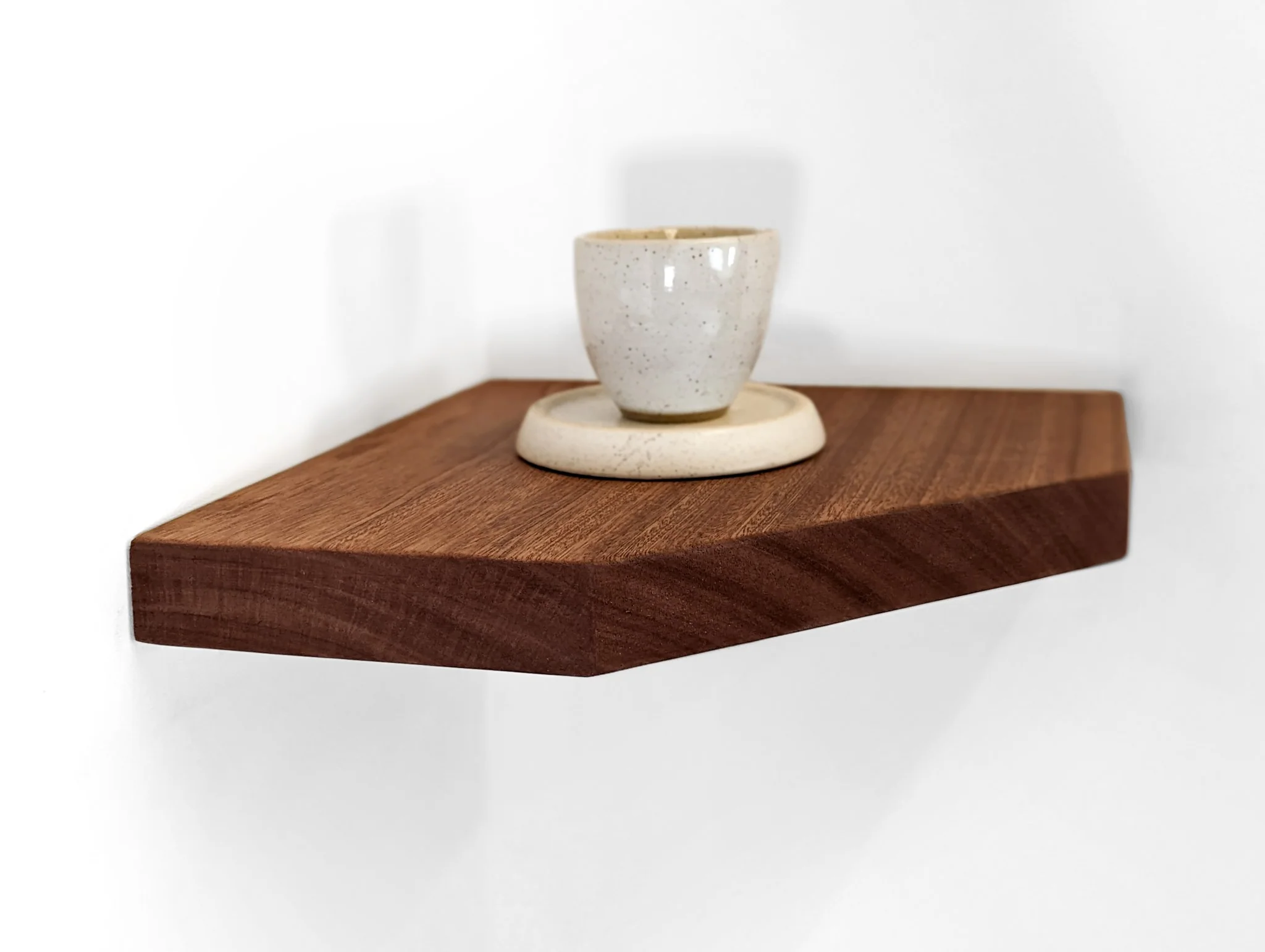 Floating Corner Shelf with Straight Edge in Oak - Image 8