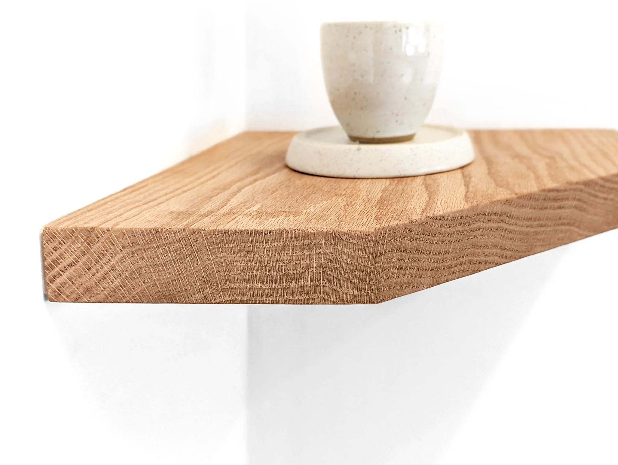 Floating Corner Shelf with Straight Edge in Oak - Image 5