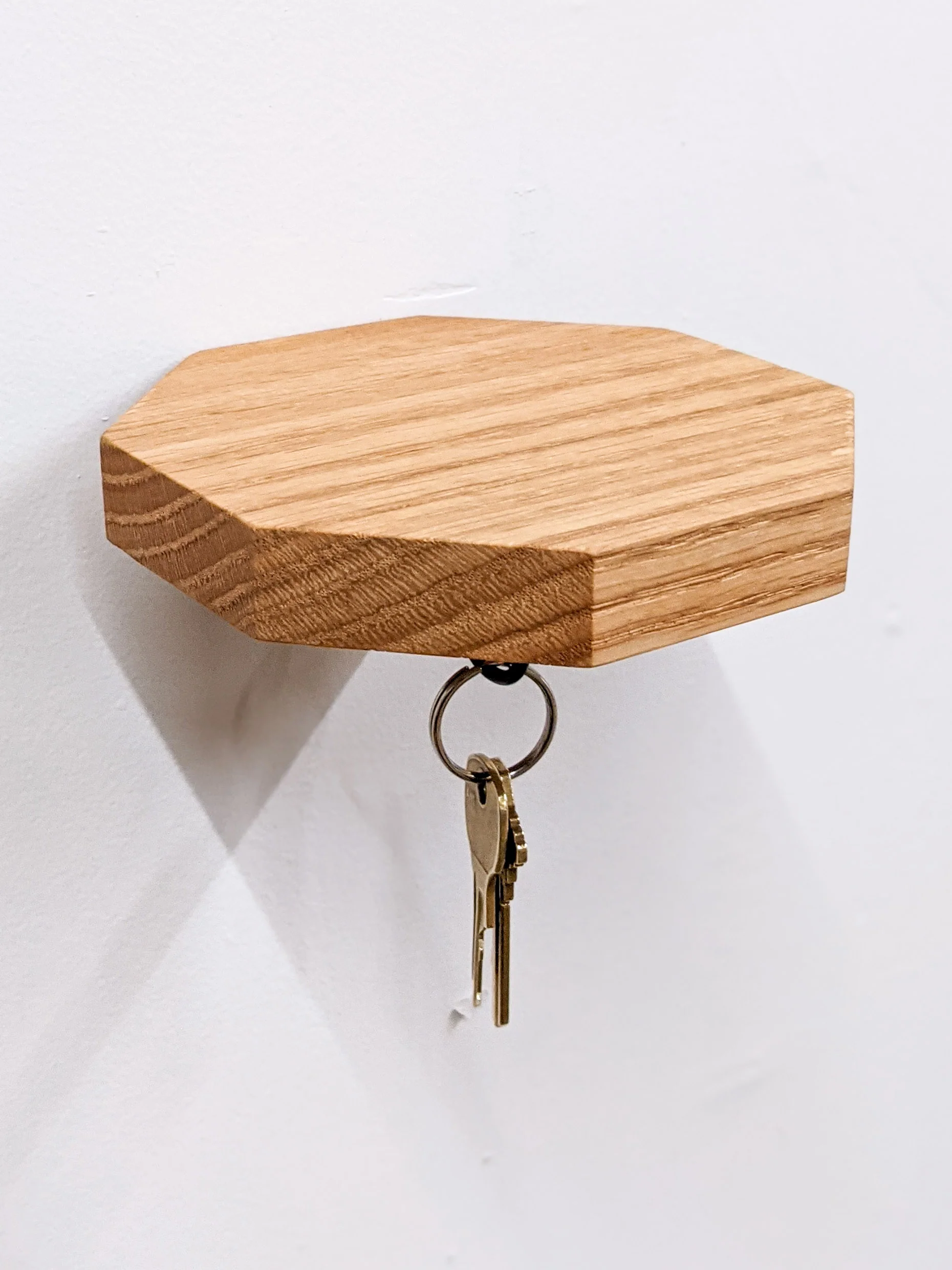 Octagon Shelf with Key Hook in Oak - Image 4