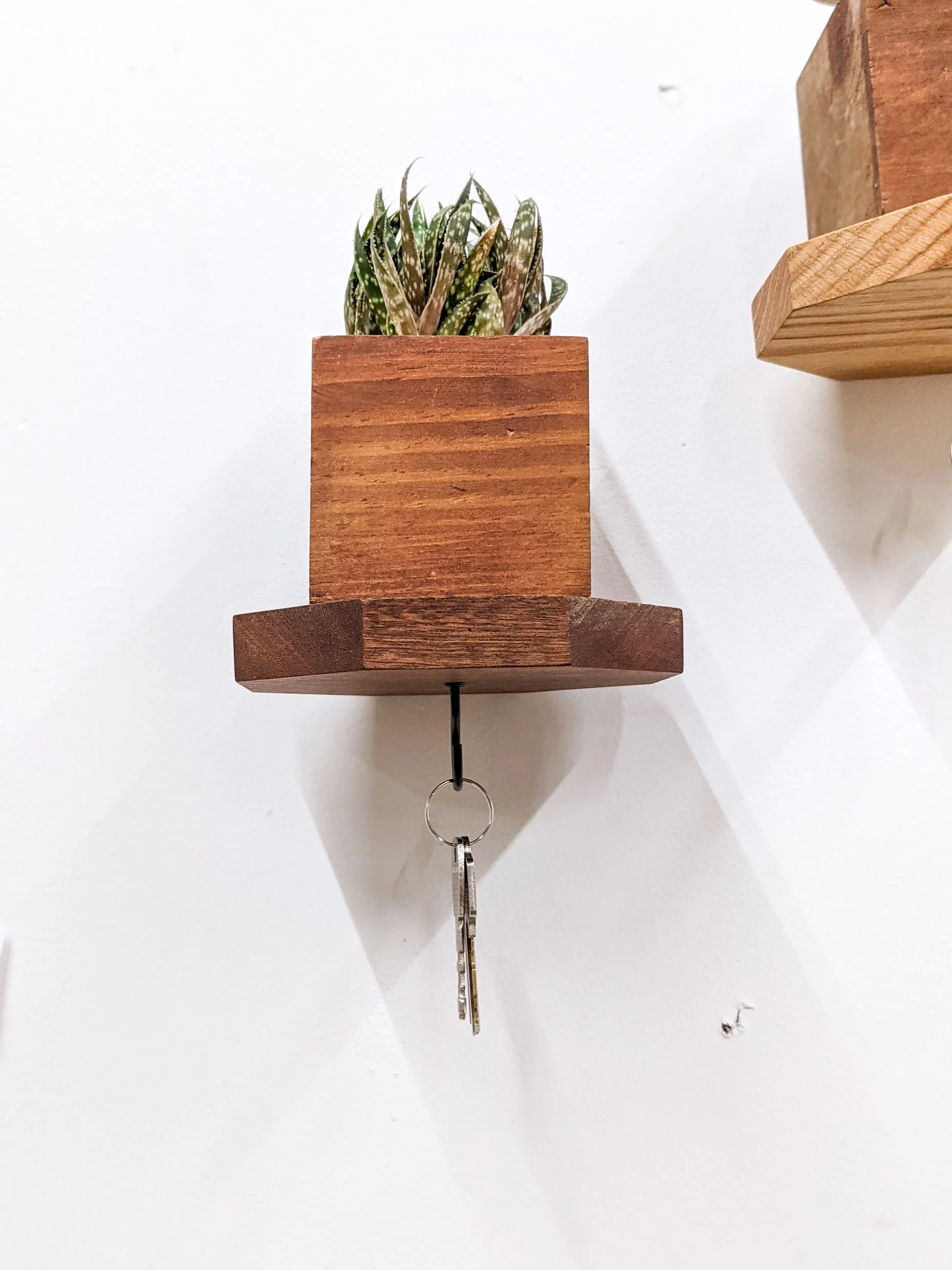 Octagon Shelf with Key Hook in Oak - Image 9