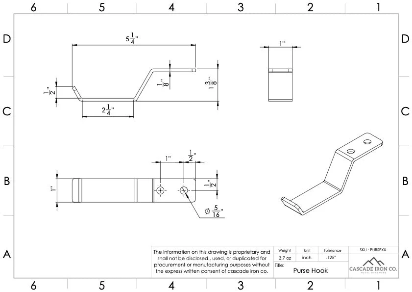 Low Profile Steel Purse Hook - Image 4