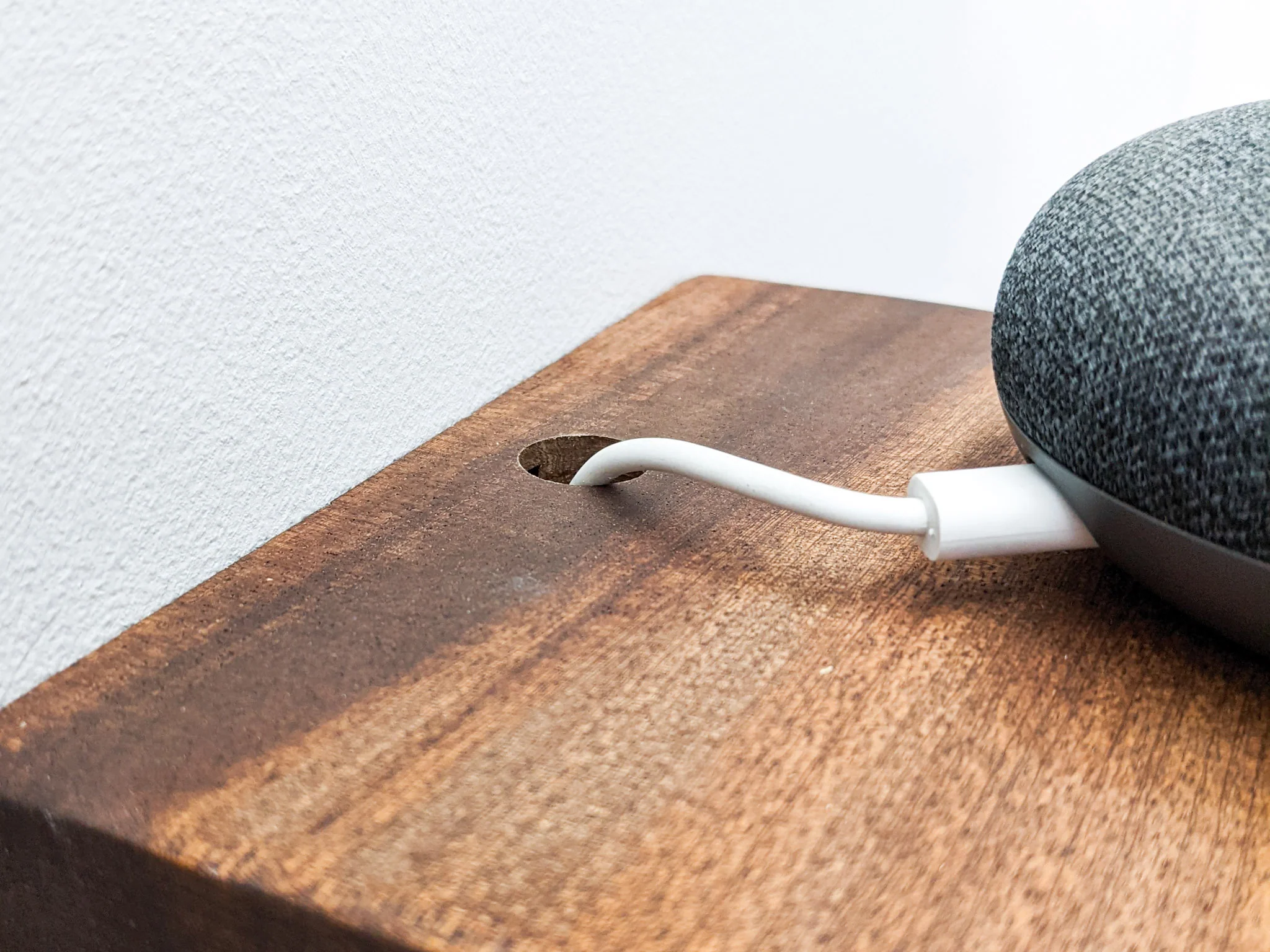 Mahogany Floating Shelf with Cord Hole - Image 3