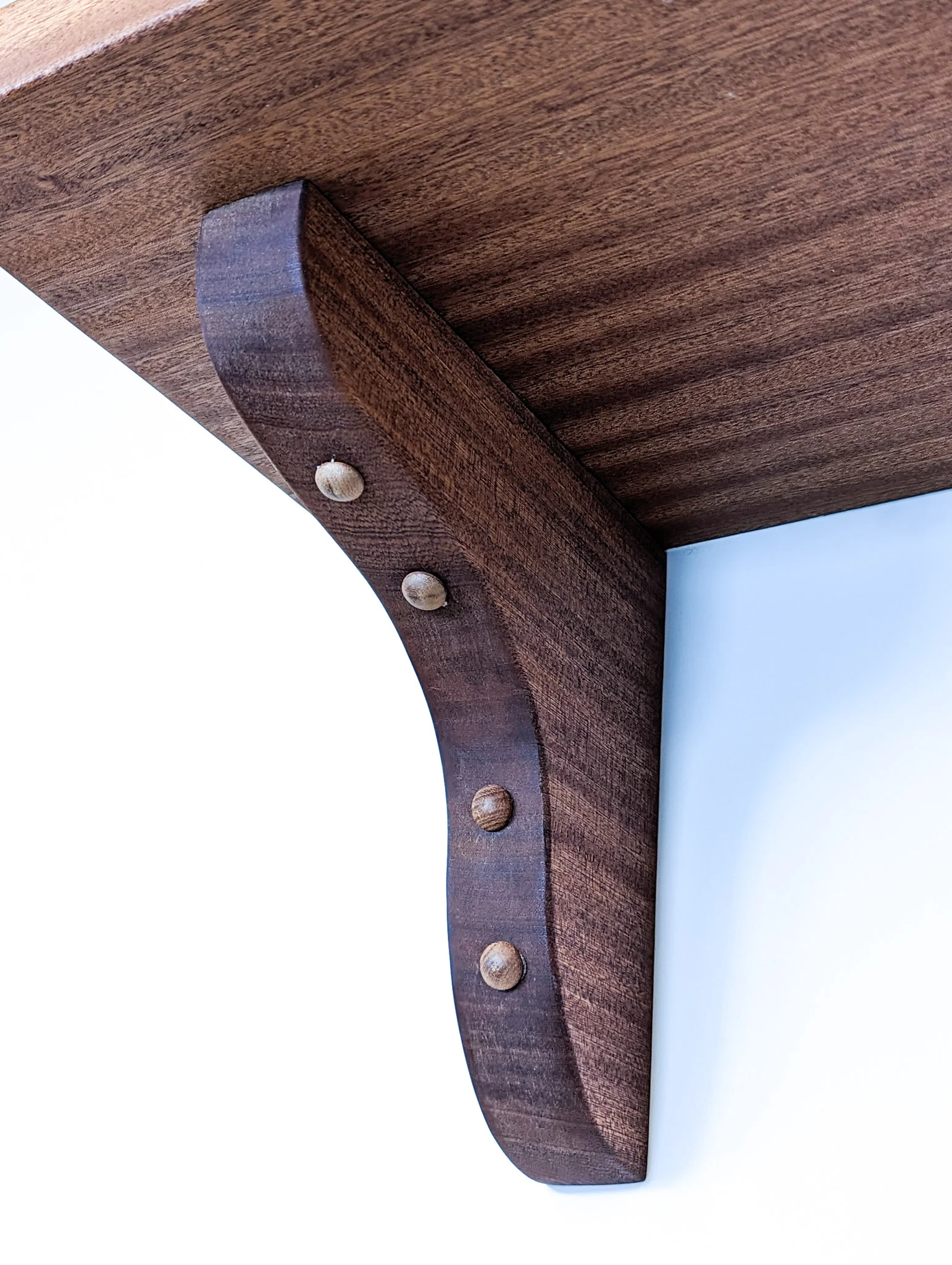 Solid Wood Shelf with Mahogany Brackets - Image 2