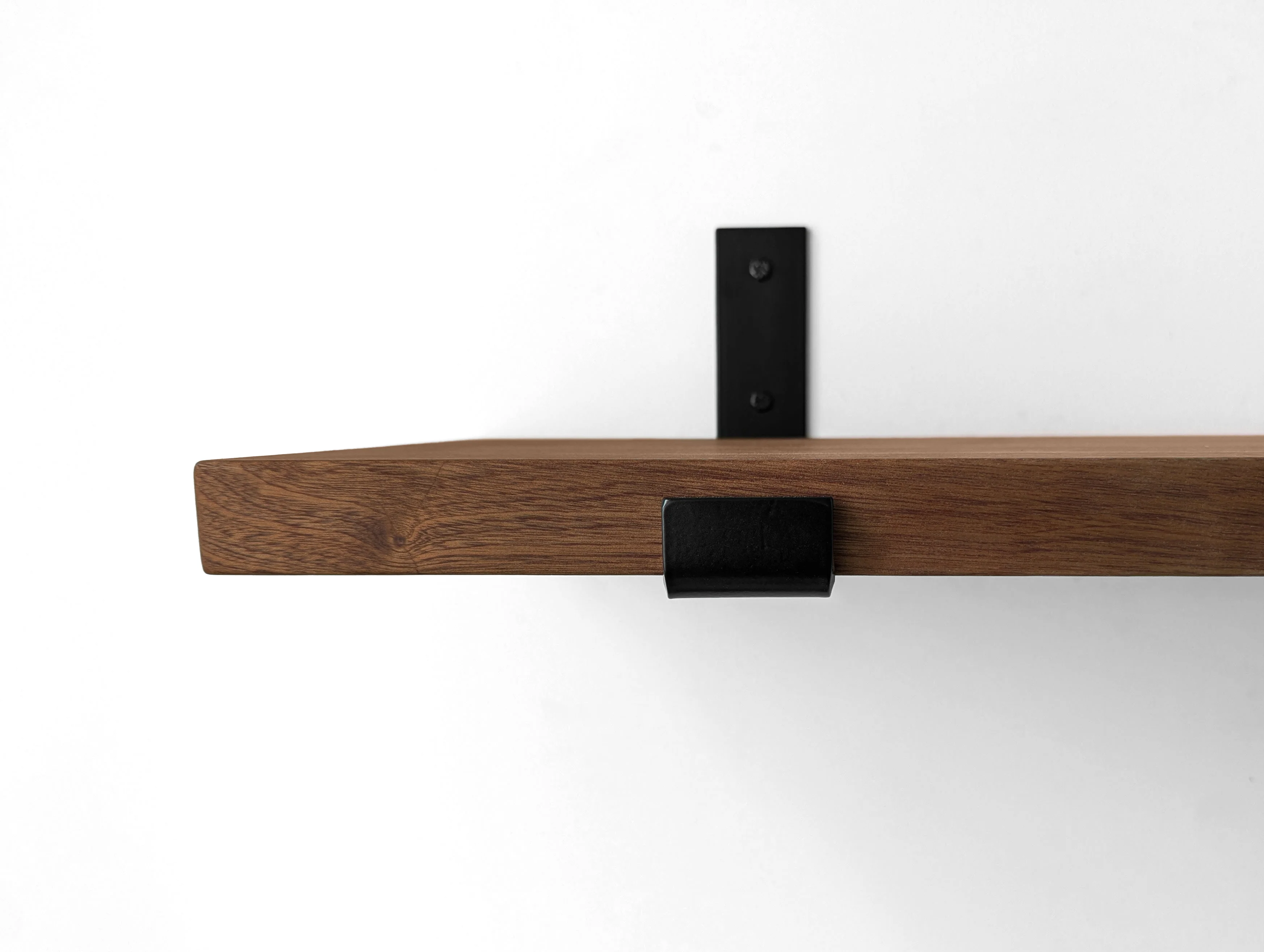 Thick Mahogany Shelf with Black Steel J Brackets - Image 5