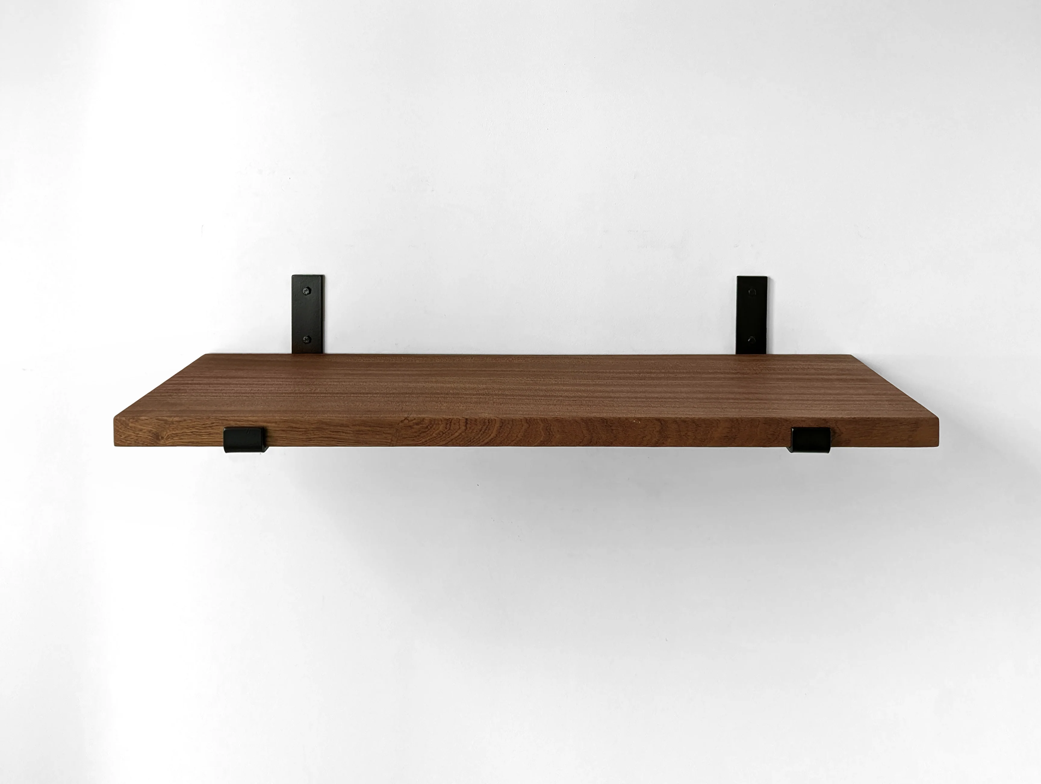 Thick Mahogany Shelf with Black Steel J Brackets - Image 7