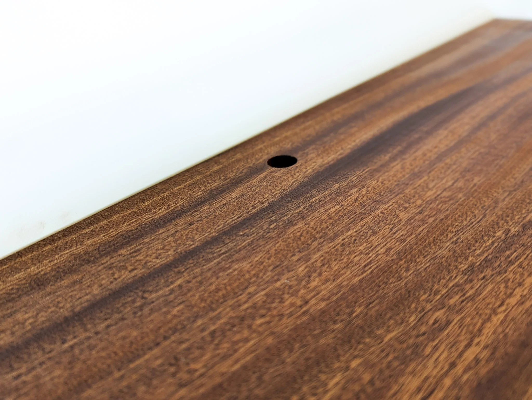 Thick Mahogany Floating Shelf with Grommet Hole - Image 5