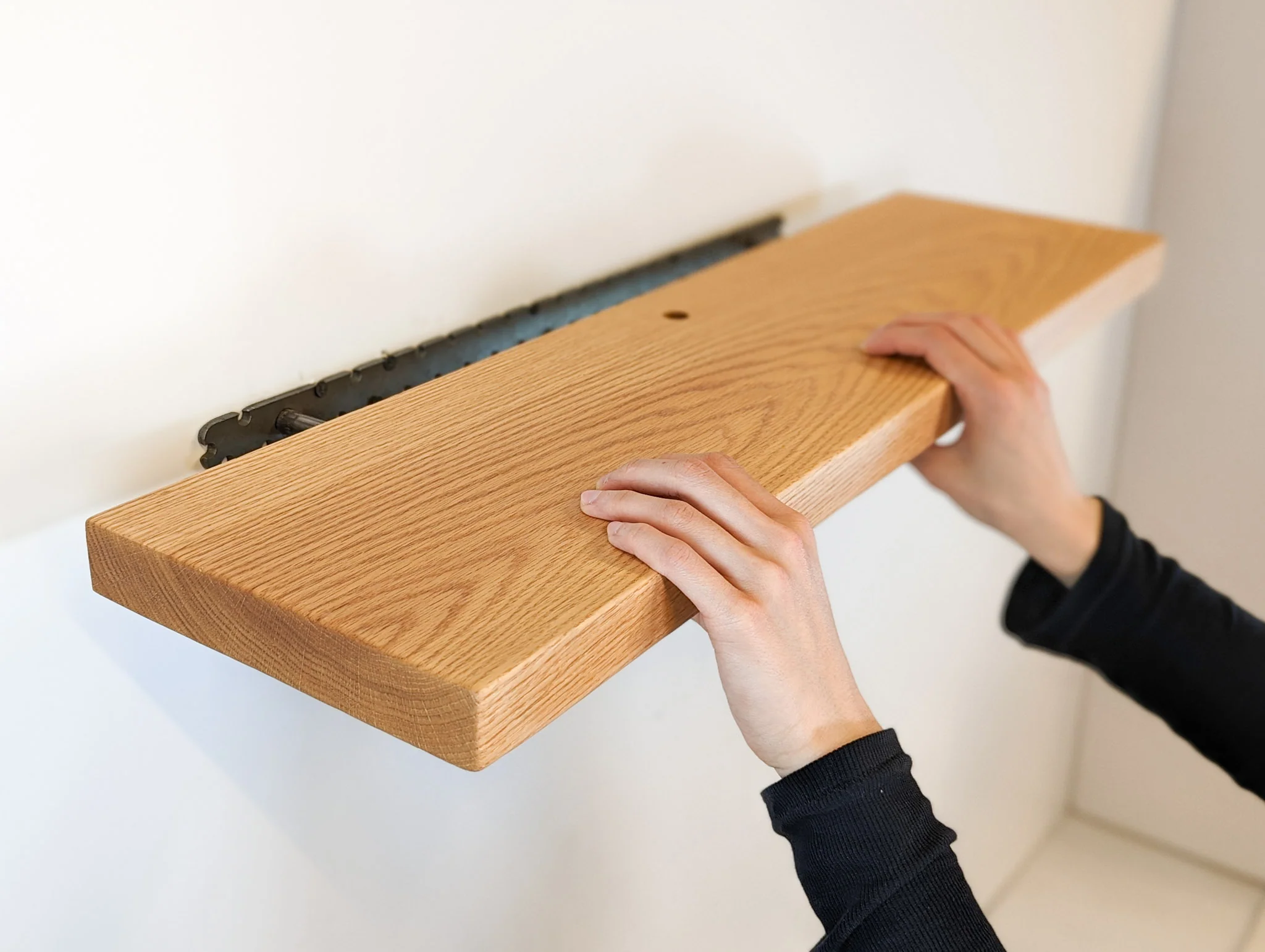 Thick Mahogany Floating Shelf with Grommet Hole - Image 6