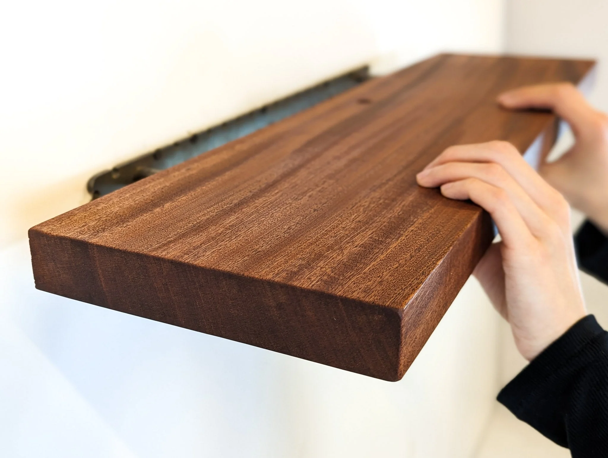 Thick Oak Floating Shelf with Grommet Hole - Image 4