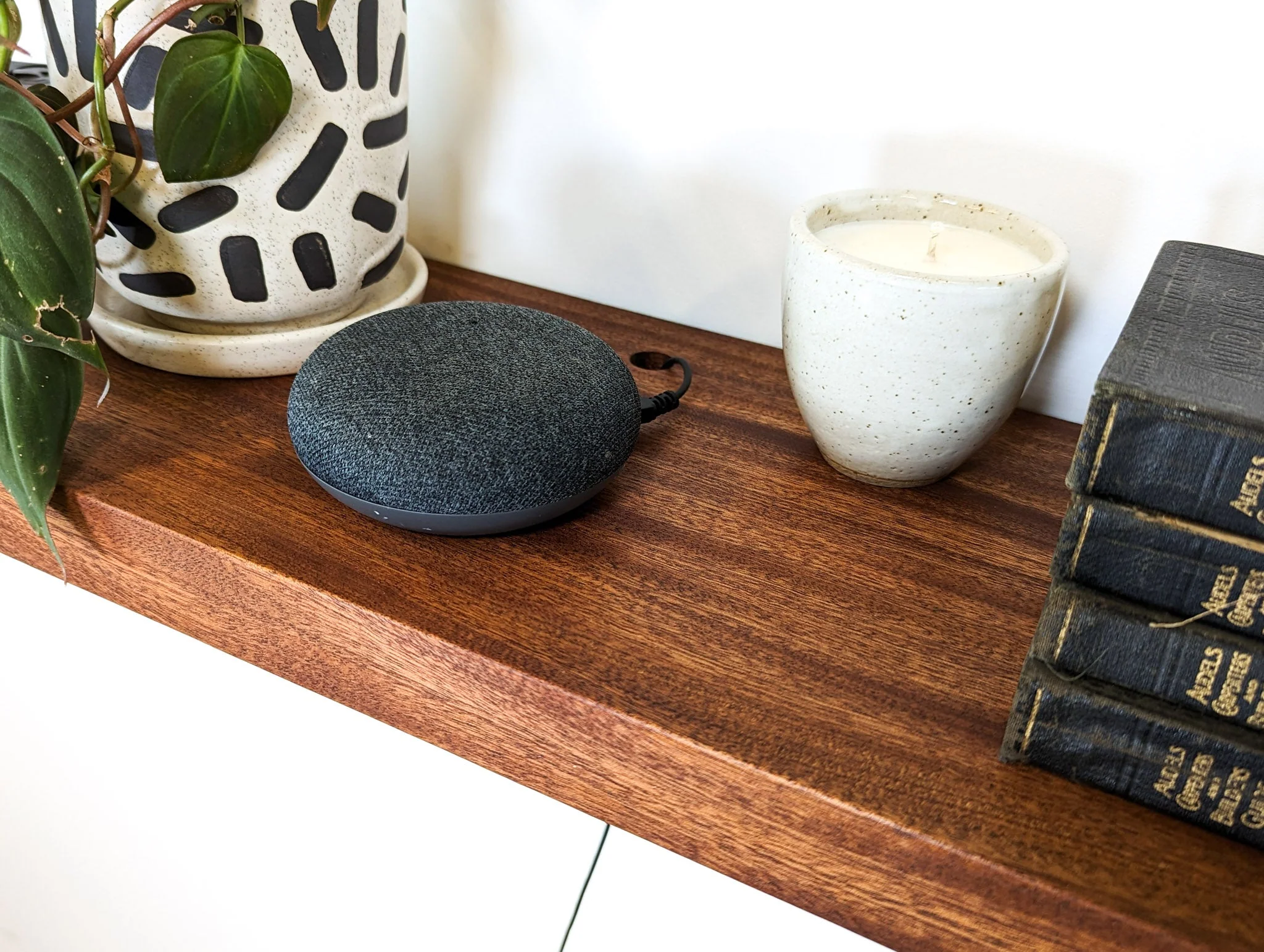 Thick Oak Floating Shelf with Grommet Hole - Image 7