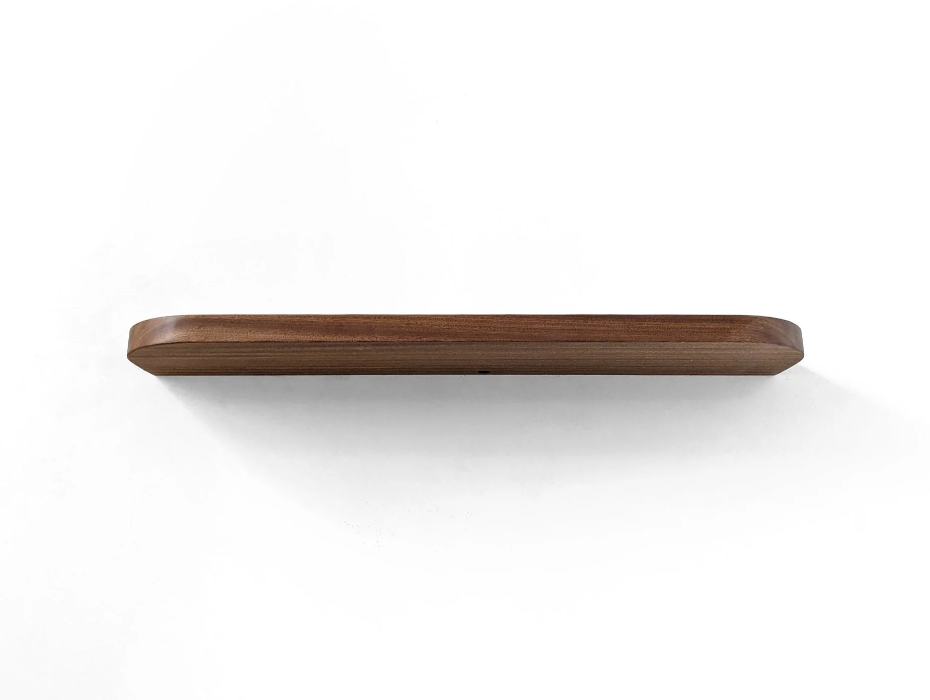 Thick Mahogany Floating Shelf with Rounded Corners and Grommet Hole - Image 4