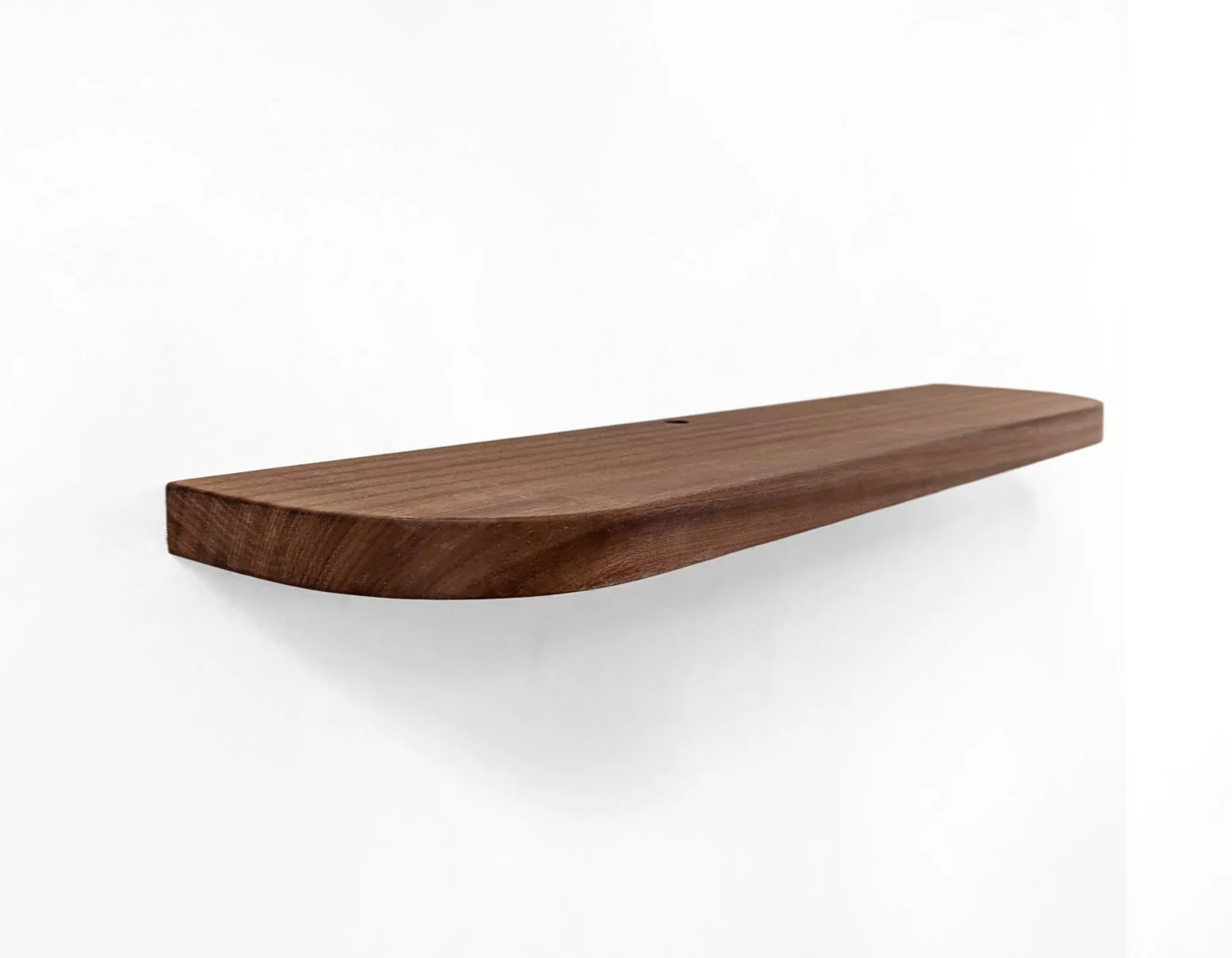 Thick Mahogany Floating Shelf with Rounded Corners and Grommet Hole - Image 3