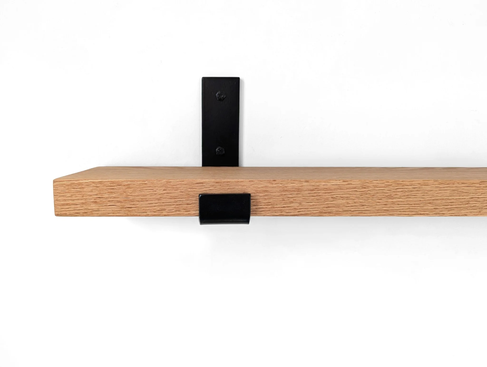 Thick Oak Shelf with Black Steel J Brackets - Image 3