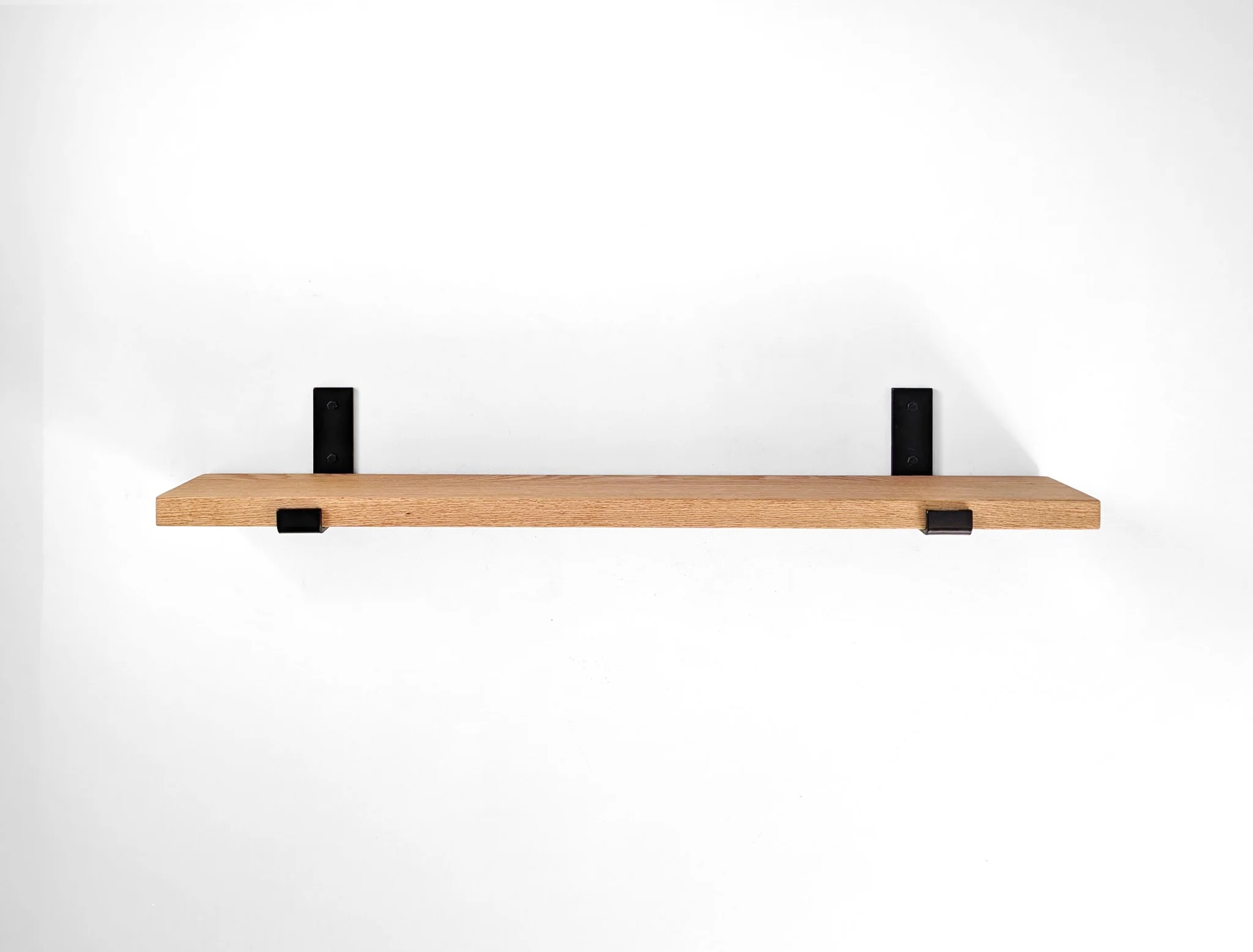 Thick Mahogany Shelf with Black Steel J Brackets - Image 11