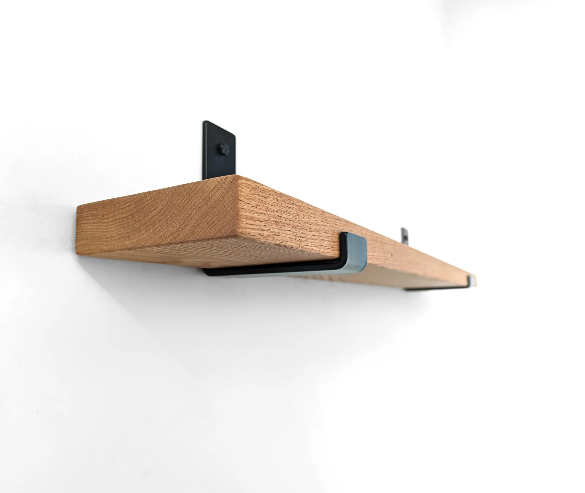 Thick Oak Shelf with Black Steel J Brackets - Image 7
