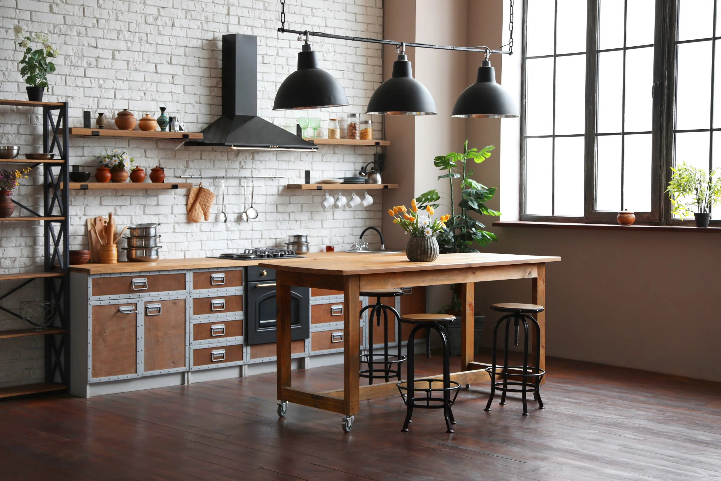 Thick Oak Shelf with Black Steel J Brackets - Image 9